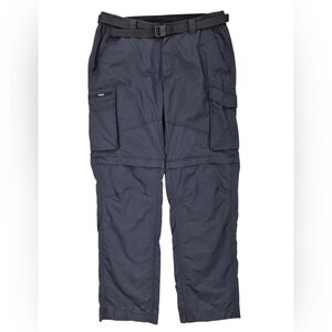 Columbia hybrid hiking cargo pants men's 34x32 black nylon rip stop zip off legs